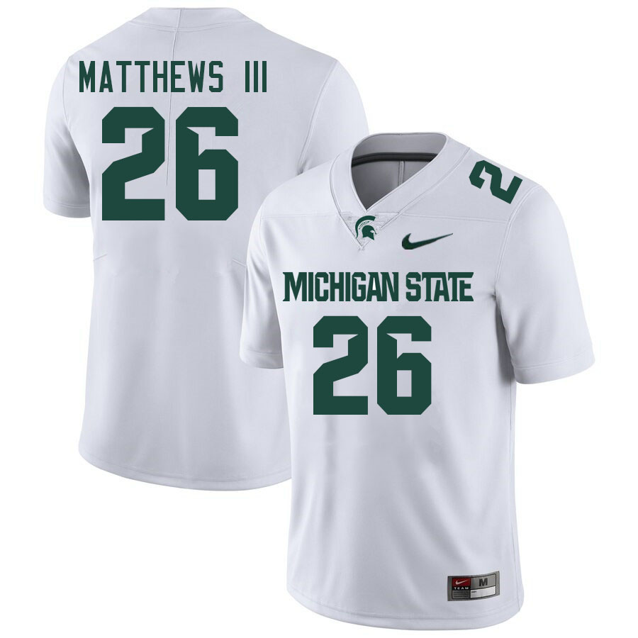 Men #26 Wayne Matthews III Michigan State Spartans College Football Jersesys Stitched-White